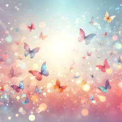 Fototapeta premium background with butterfly heart, flower, decoration, love, art, butterfly, card,Ai generated 