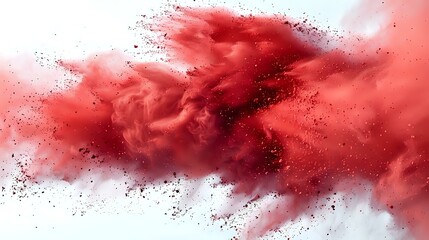 Vibrant Red Powder Splaying Across Pure White Surface