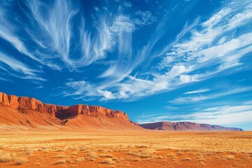 Amazing red rock formations under a blue sky with white clouds