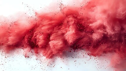 Dynamic Red Powder Explosion on White Background