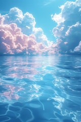 Pink clouds reflecting on the surface of the water