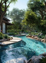 Stunning Modern Asian Style Pool and Landscaping