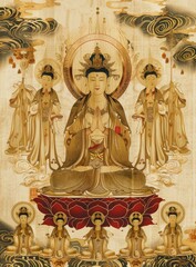 Avalokiteshvara Bodhisattva with Eighteen Arhats