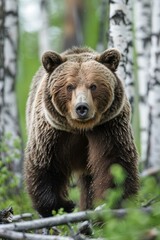 Close up of a large male grizzly bear in the forest