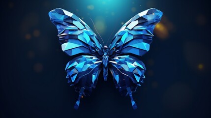 Blue butterfly on a black background. 3d rendering, 3d illustration.