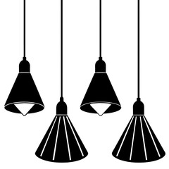 Hanging Lamp with Transparent Light vector silhouette 