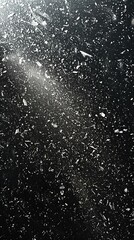 Black and white photo of a surface covered in small white particles