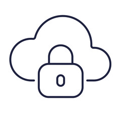 Cloud security line icon. Outline symbol for web and mobile. Cloud with padlock linear logo on a white background. Editable vector stroke. Pixel Perfect.