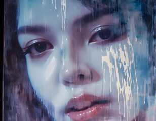 Abstract portrait of a Thai girl in Pattaya drenched in colors - obrazy, fototapety, plakaty