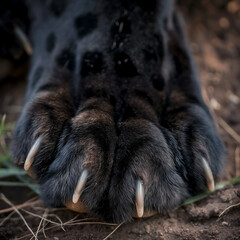 Close-up of panther's paws and claws