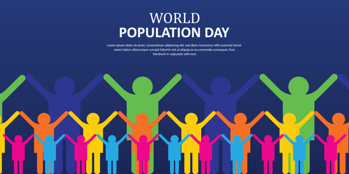 world population banner dark background colorful peoples and earth vector file 