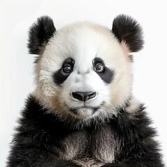 A close-up of a panda's face