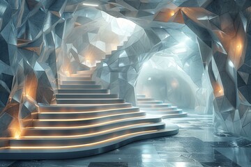 Futuristic Ice Cave Staircase