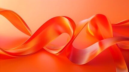 Elegant Ribbon Swirls in Vibrant Orange and Red Hues on Solid Background for Ecommerce Designs