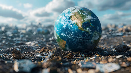 Earth on a Pile of Garbage A Striking Representation of Pollution