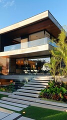 Modern luxury house with pool and garden