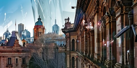 Fototapeta premium cityscape and closeup details of the technology. created by ai