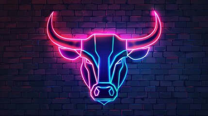 bull neon sign, modern glowing banner design, colorful modern design trend on black background.
