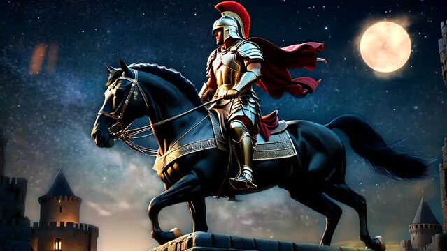 Majestic illustration capturing a courageous roman warrior clad in armor