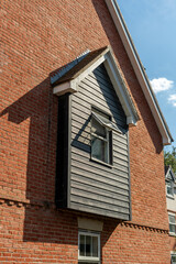 Wooden window of a brick house in England