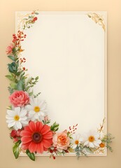 framework for photo or congratulation with flowers