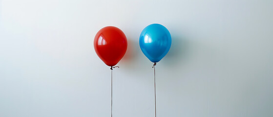 vibrant red and blue color balloons on solid background