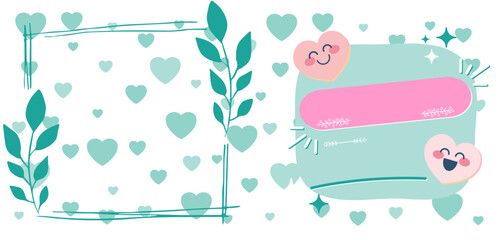 art for mug delicate background with hearts and places to place text