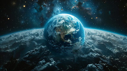 earth in the space, center generative ai