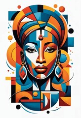Queen of African. T-shirt print design. Digital art. 