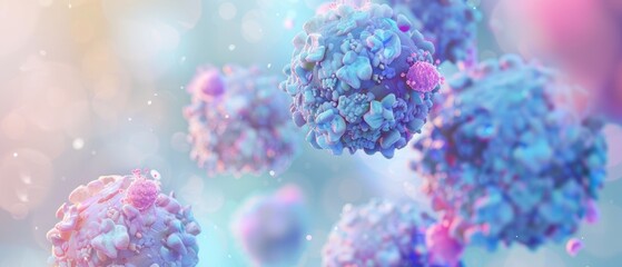 Detailed view of a 3D visualization of hormonal influence on breast cancer cells