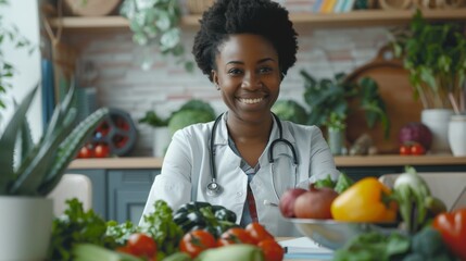 A Smiling Nutritionist with Fresh Produce