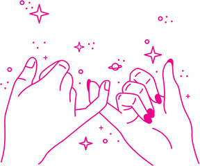 Hands shaking hands like friends vector illustration pink
