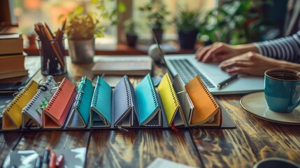 Obraz premium Craft an image of a businesswoman's desk showcasing her personalized organization system