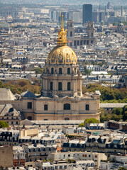Aerial panoramic view of the city of Paris, France. Hotel dels Invàlids, Arc de Triomf de...