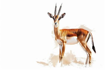 majestic dorcas gazelle posing gracefully on pristine white background digital painting