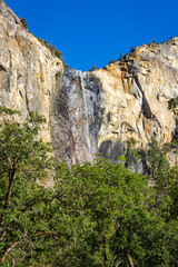 Bridalveil Fall is one of the tallest waterfalls of Yosemite Valley. Here it is seen during a very dry summer.