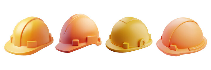Fototapeta premium PNG hard hat 3d icons and objects collection, in cartoon style minimal on transparent, white background, isolate