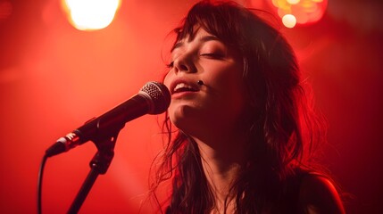 Captivating Female Singer Performing on Vibrant Stage