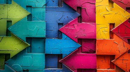 Vibrant Diverging Arrows Geometric Art Pattern Backdrop