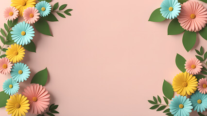 Obraz premium A pink background with a flower border