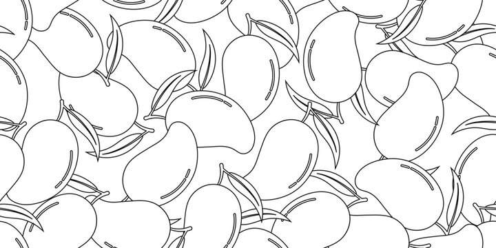black white mango fruits seamless pattern