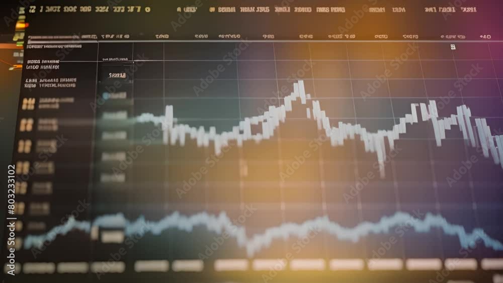Poster close up of stock chart on computer screen generative ai