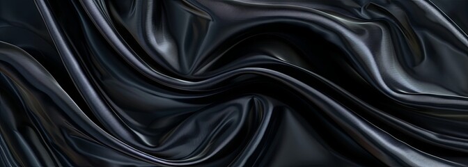 Fototapeta premium Elegant black satin fabric texture background
