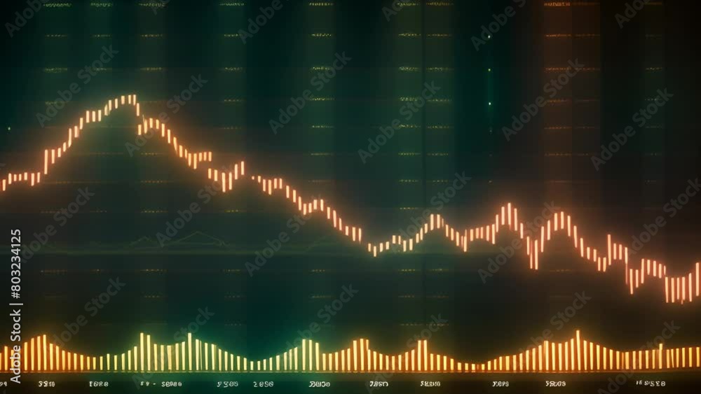 Poster close up of bar chart on computer screen generative ai