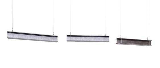 3 metal beams isolated on a white background