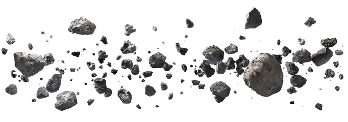 Flying asteroids cut out