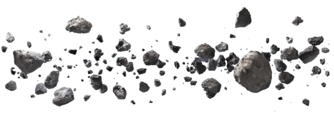 Flying asteroids cut out