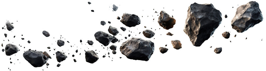 Naklejka premium Flying asteroids cut out