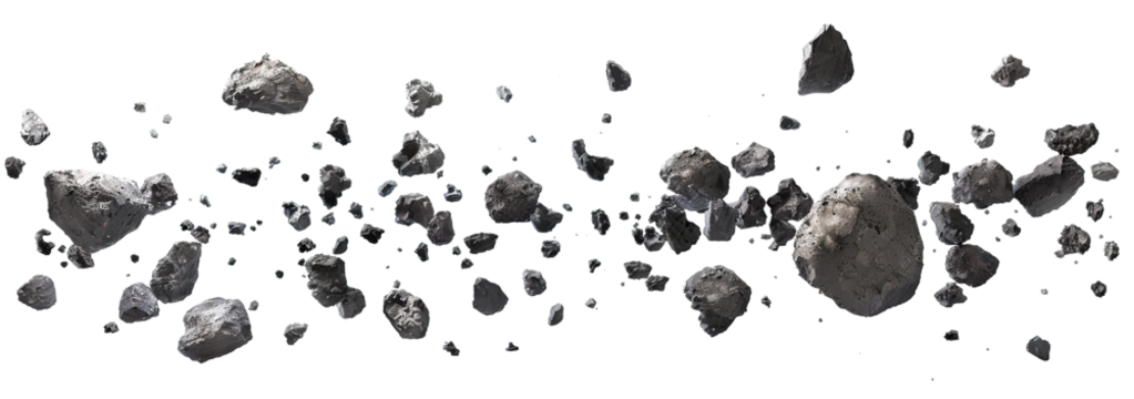 Flying asteroids cut out