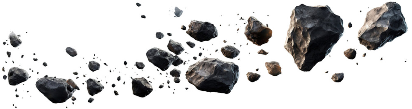 Flying asteroids cut out